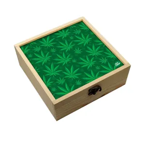 Jewellery Box Makepup Organizer -  Dark Green Leaves