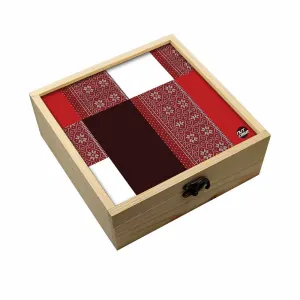 Jewellery Box Makepup Organizer -  Indian Fabric Patterns Red