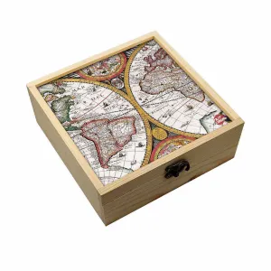 Jewellery Box Makepup Organizer -  Vintage Maps Globe