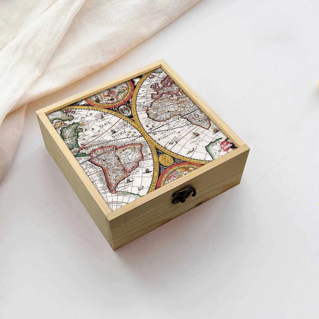 Jewellery Box Makepup Organizer -  Vintage Maps Globe