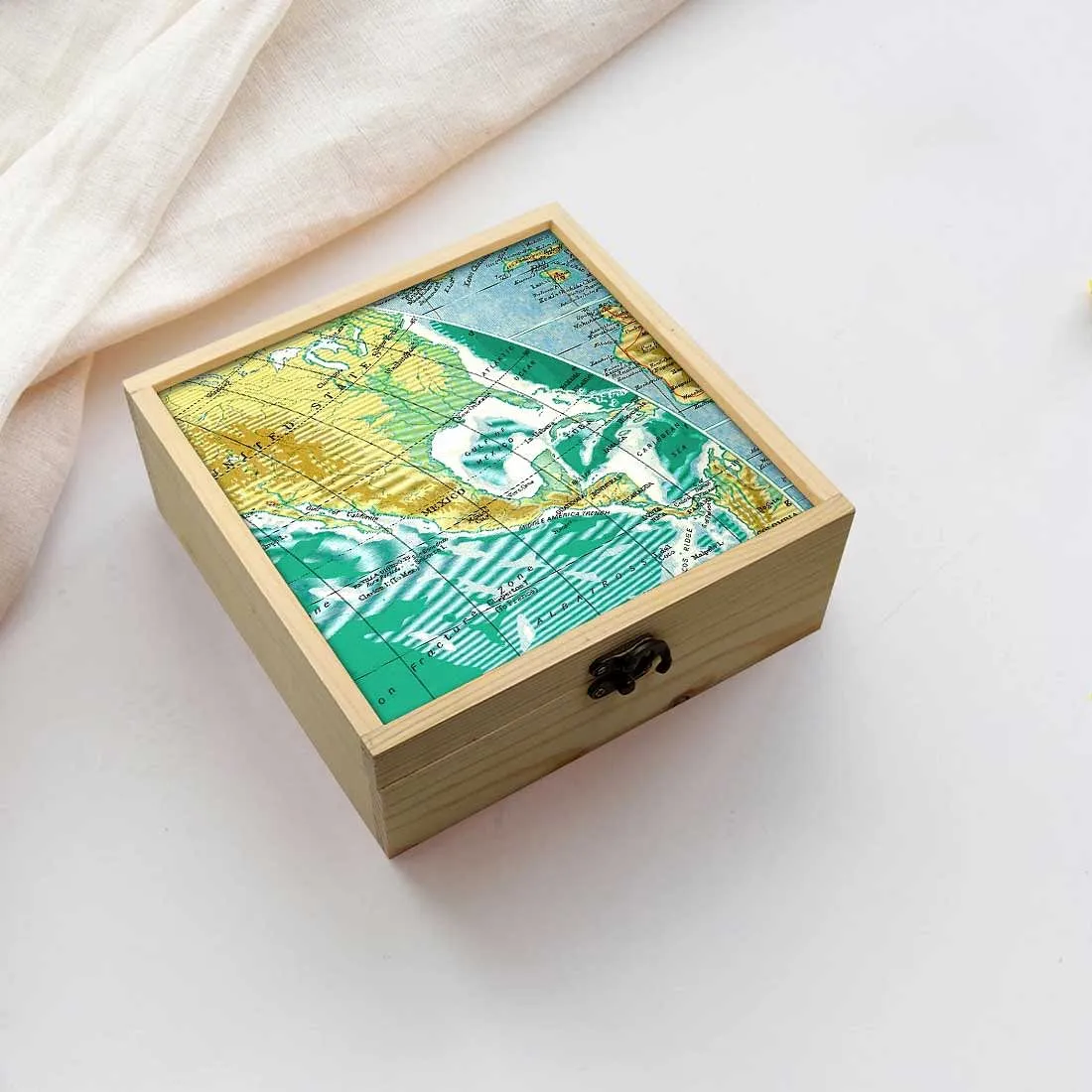 Jewellery Box Makepup Organizer -  World Map