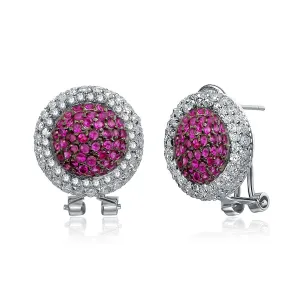 Juliette Round Ruby Omega Earrings