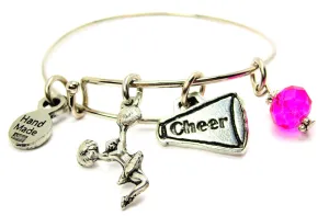 Jumping Cheerleader With Cheer Horn Megaphone Bangle Bracelet