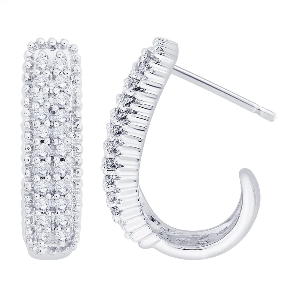 KATARINA 1/2 cttw Prong Set Diamond Double Row J-Hoop Earrings