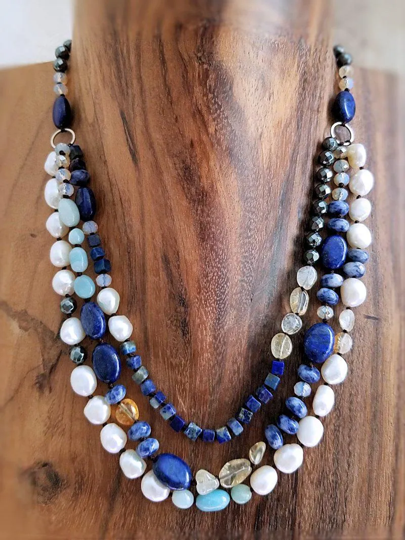 Lapis Pearl and Sodalite Necklace