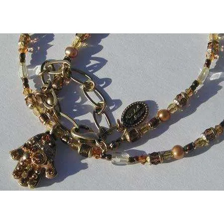 Michal Golan Crystal & Topaz Hamsa Necklace