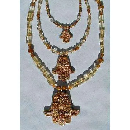 Michal Golan Crystal & Topaz Hamsa Necklace