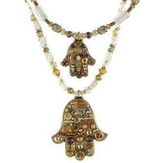 Michal Golan Crystal & Topaz Hamsa Necklace