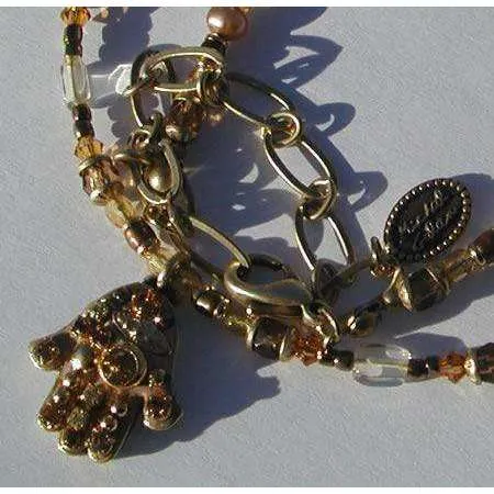 Michal Golan Crystal & Topaz Hamsa Necklace