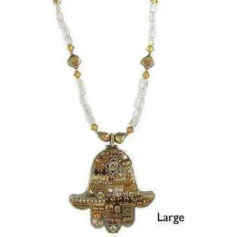 Michal Golan Crystal & Topaz Hamsa Necklace