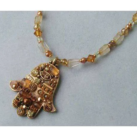 Michal Golan Crystal & Topaz Hamsa Necklace