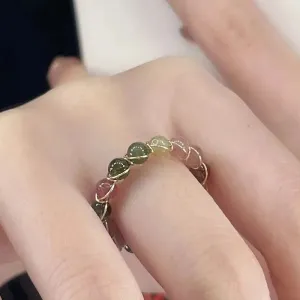 Minimalist Colorful Beaded Adjustable Open Rings for Women