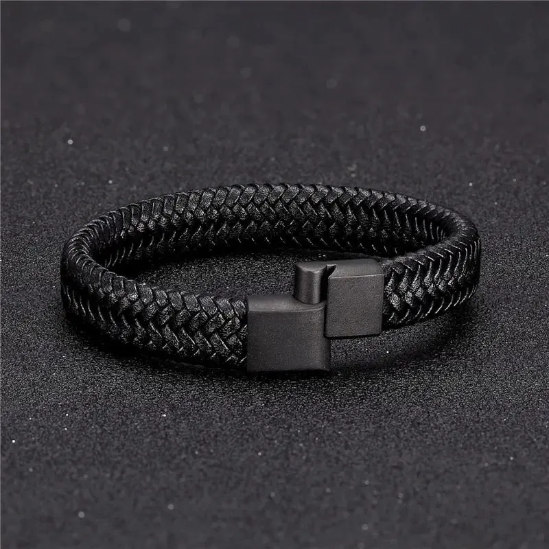 Minimalist Leather Bracelets - Cross & Crown