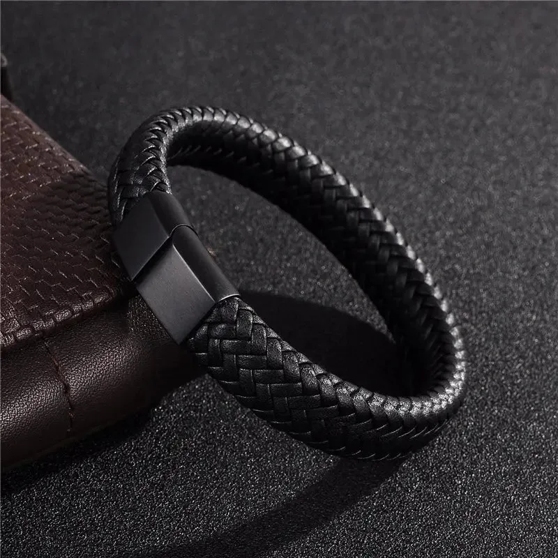 Minimalist Leather Bracelets - Cross & Crown