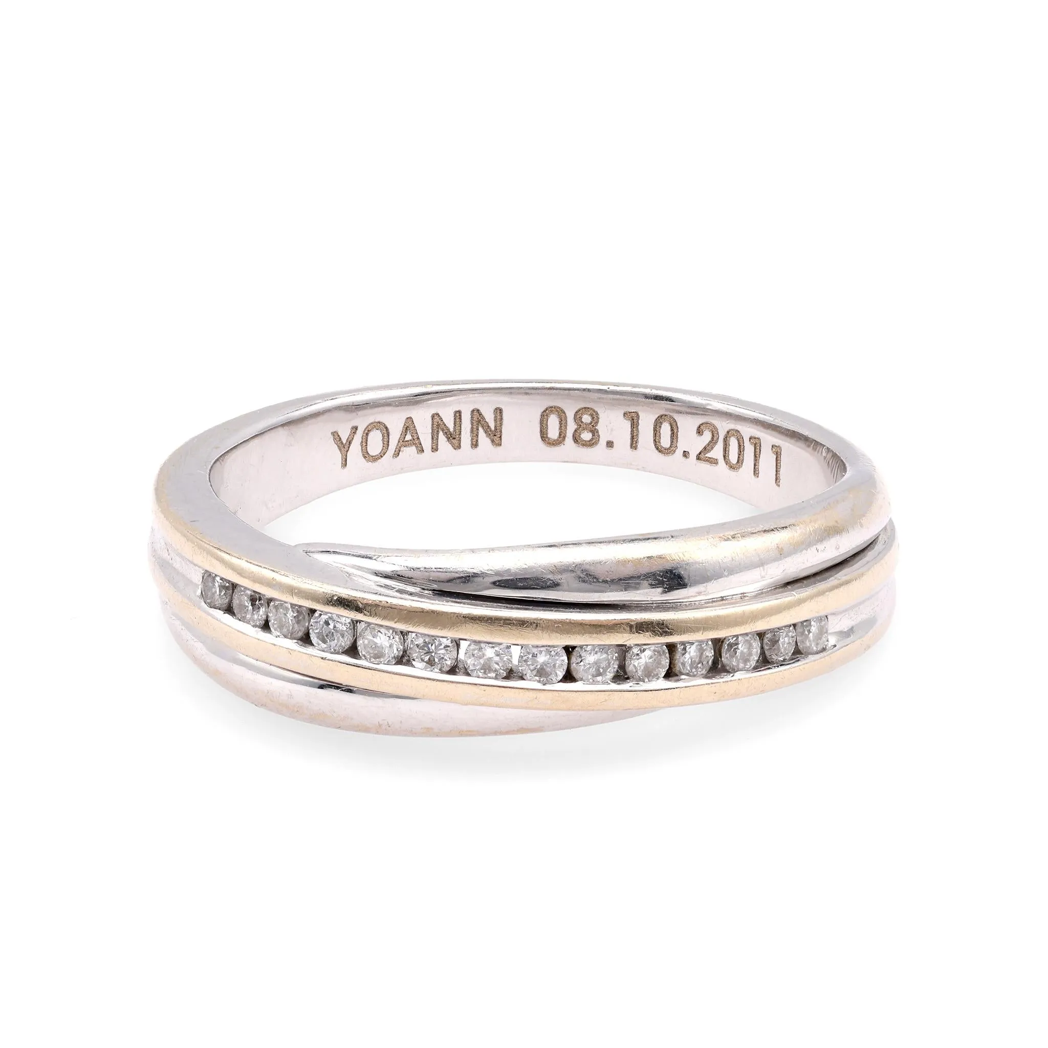 Modern Diamond 18K White Gold Two Tone Half Eternity Band