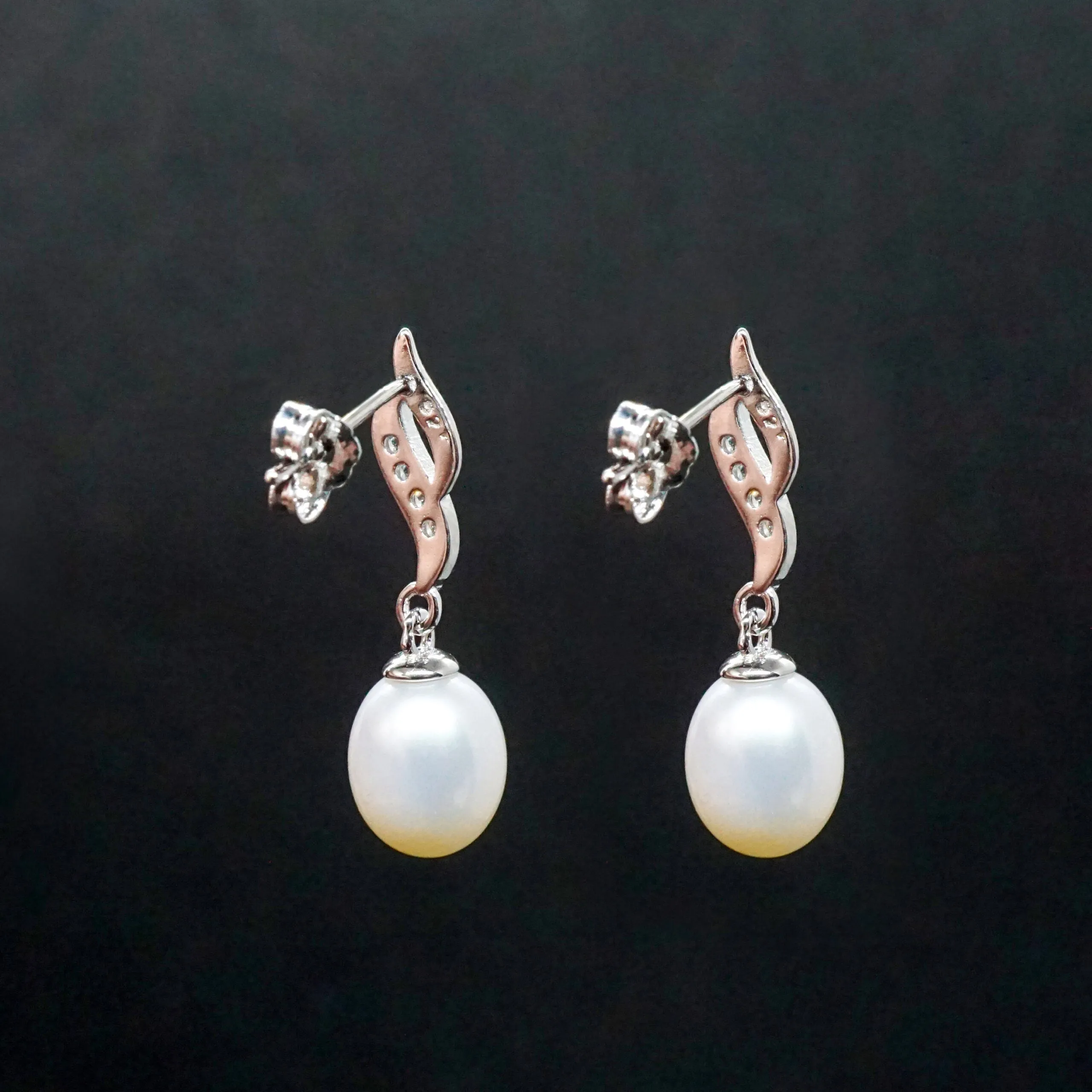 Monica X - White Pearl Drop Sterling Silver Earrings