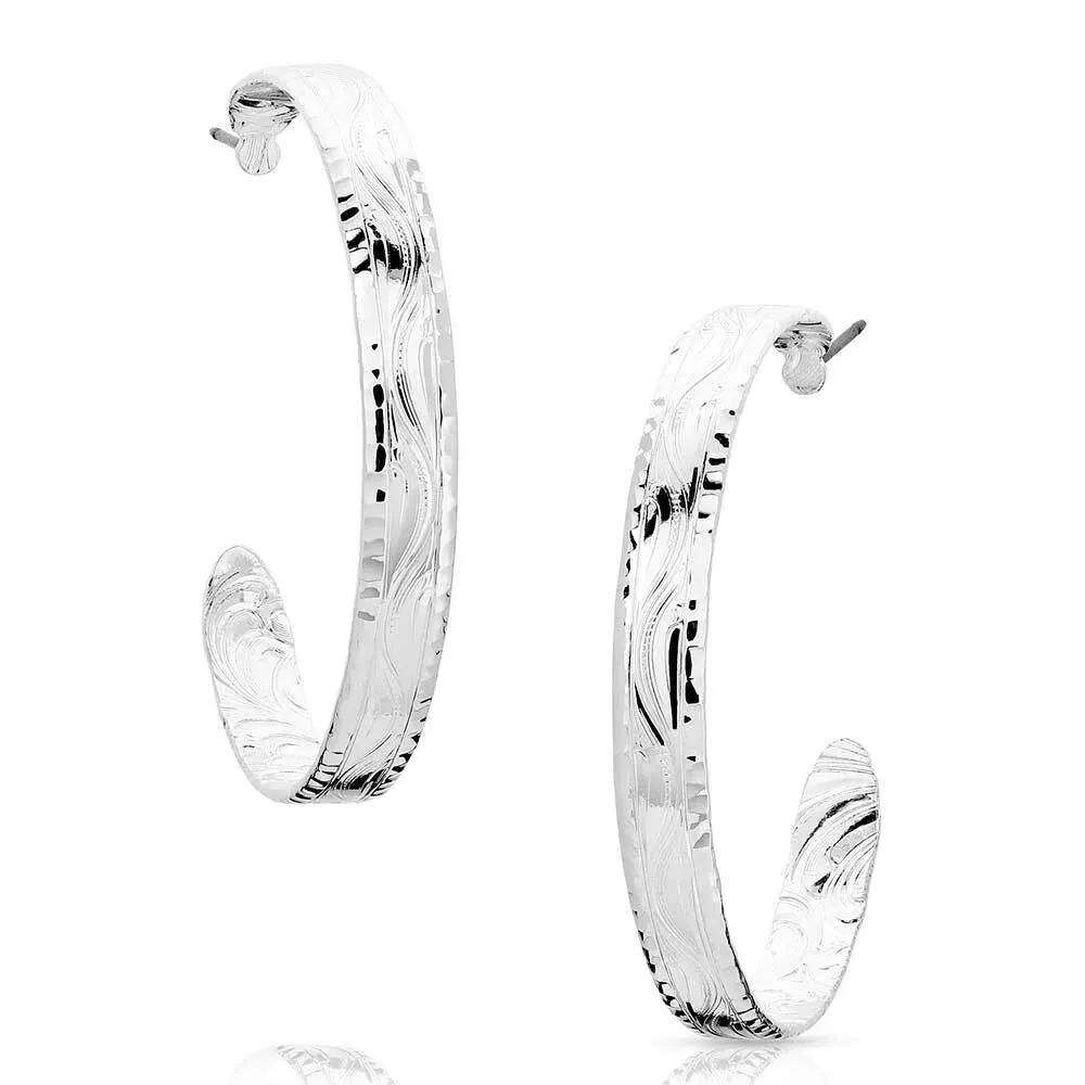 Montana Sliversmiths Timeless Elegance Chiseled Hoop Earrings- ER5663