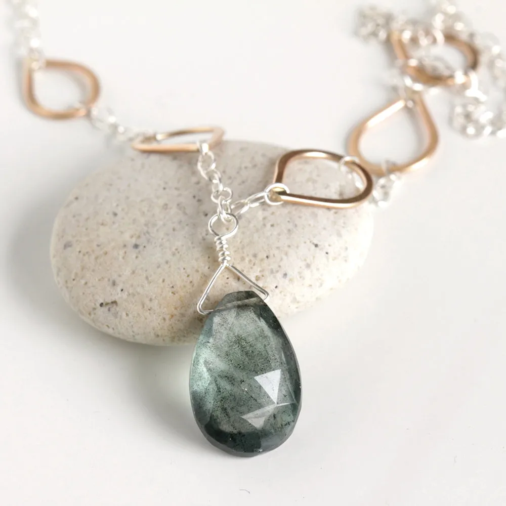 Moss Aquamarine Teardrop Necklace