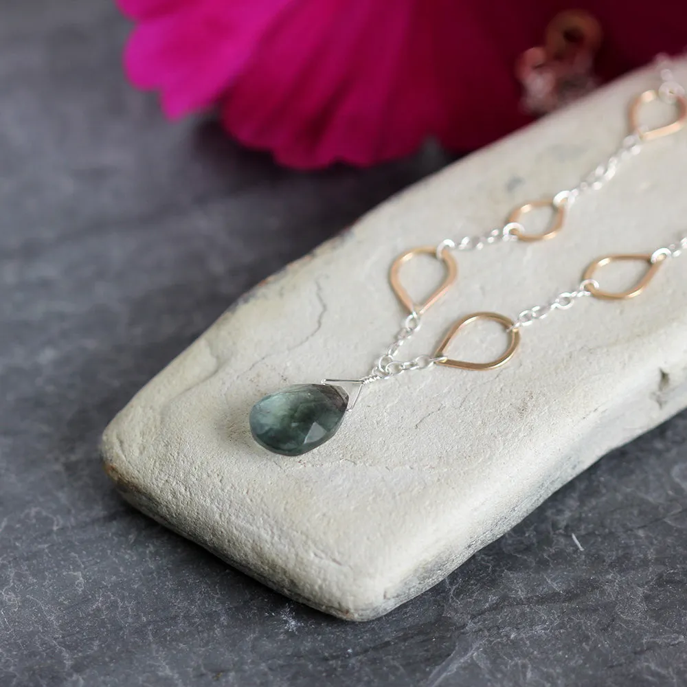 Moss Aquamarine Teardrop Necklace