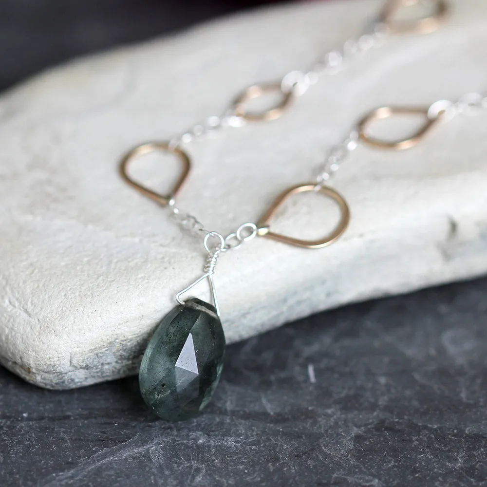 Moss Aquamarine Teardrop Necklace