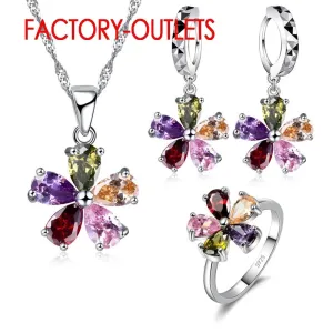 Multi Color Flower Jewelry Set