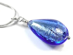 Murano Glass Pendant - Sapphire Drop