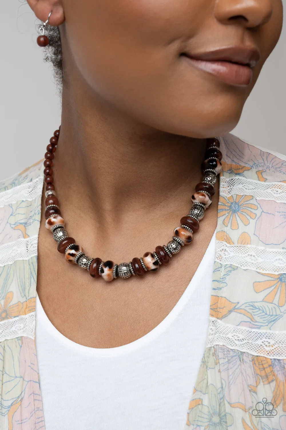 Necklaces Warped Whimsicality - Brown SETM