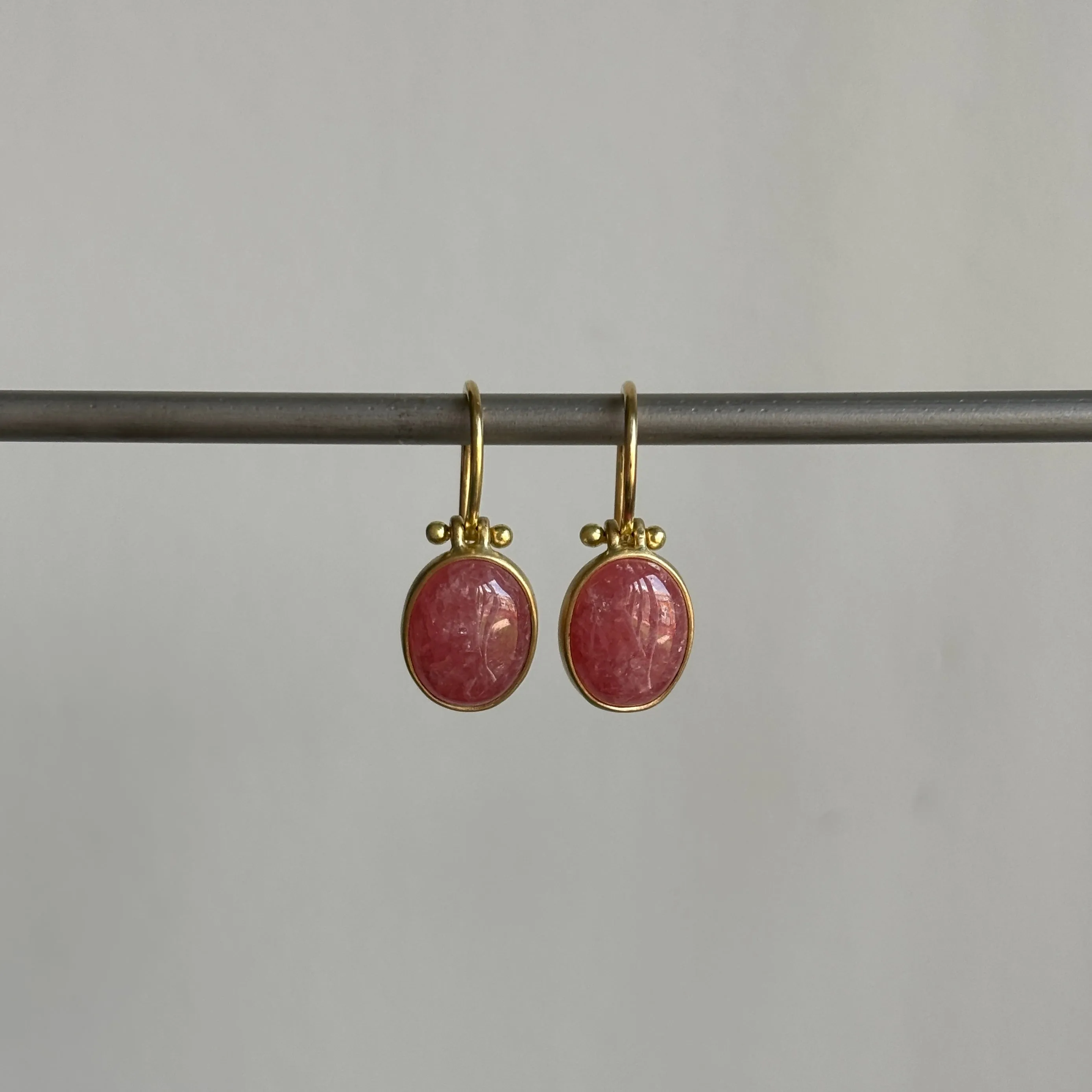 Oval Rhodochrosite Cabochon Earrings