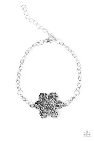 Paparazzi Bracelet ~ Bermuda Bloom - Silver