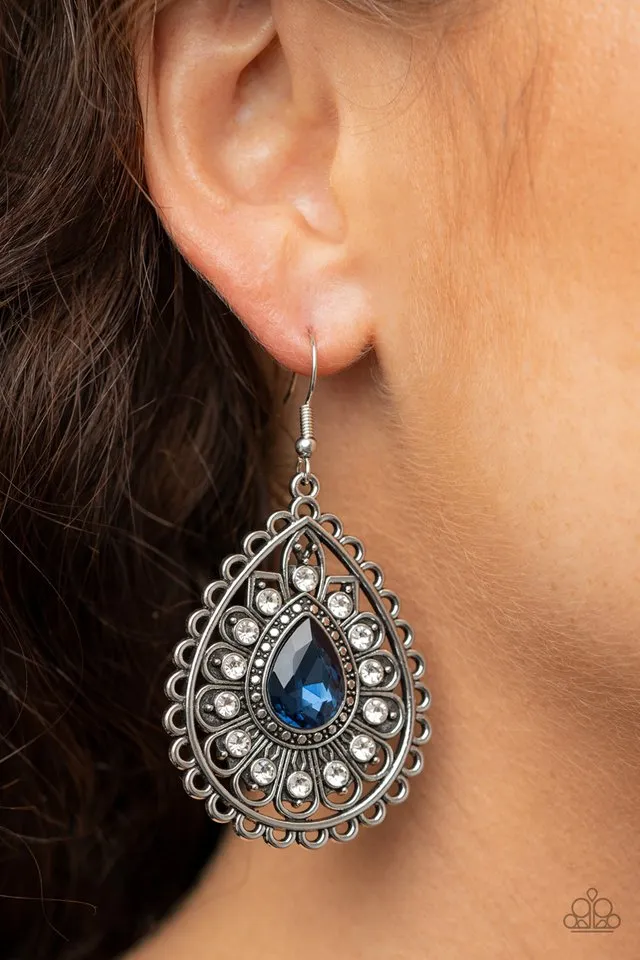 Paparazzi Earring ~ Eat, Drink, and BEAM Merry - Blue