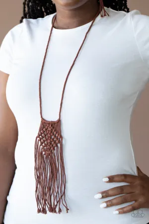 Paparazzi Macrame Mantra - Brown Necklace