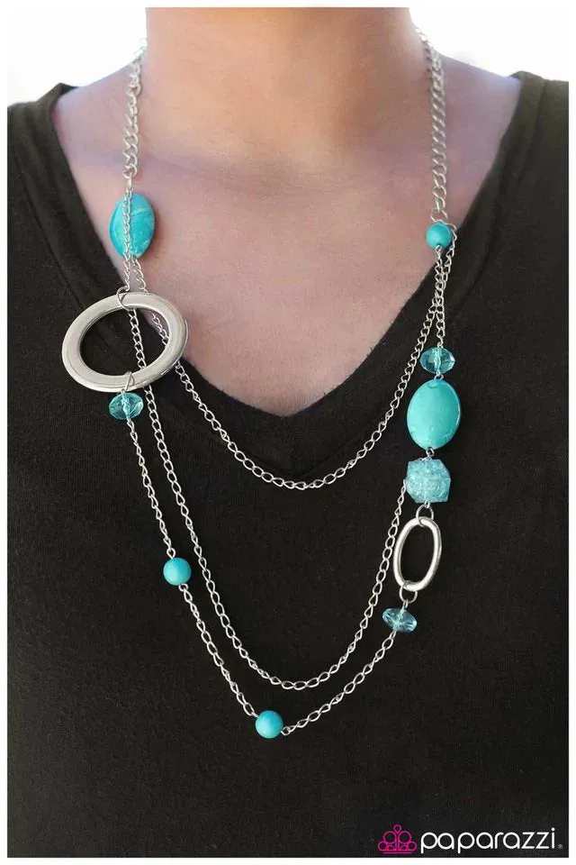 Paparazzi Necklace ~ A Stones Throw - Blue