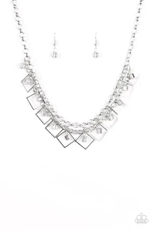 Paparazzi Necklace ~ GEO Down In History - Silver