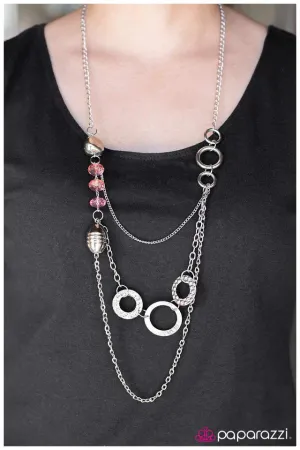 Paparazzi Necklace ~ In A Roundabout Way - Orange