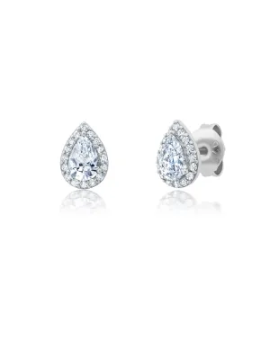 Pave and Pear Earrings in Platinum