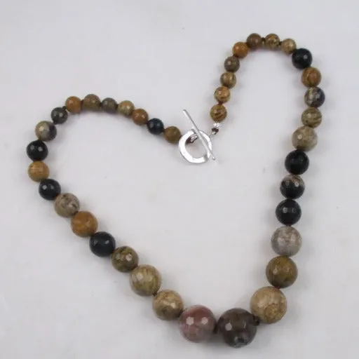 Petrified Palm  Gemstone Beaded Necklace