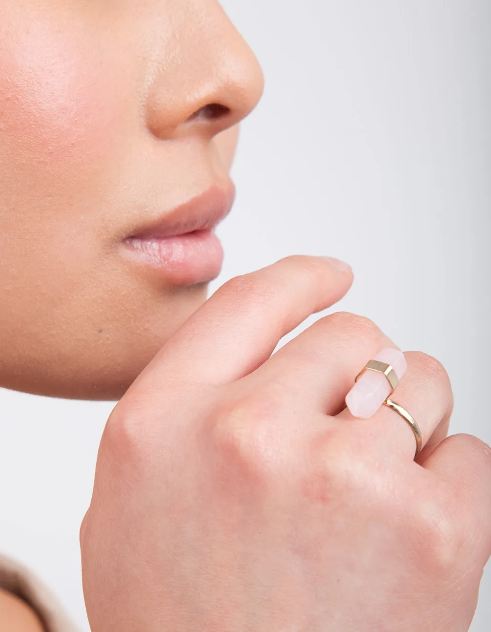 Pink Rose Quartz Shard Ring