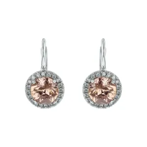 Pink Zircon and Diamond Earrings