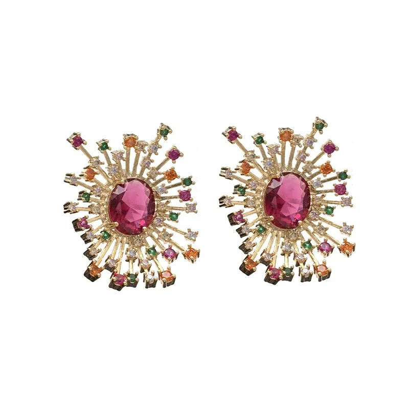 Pre Order: Sparkling Hollow Fireworks Zircon Earrings