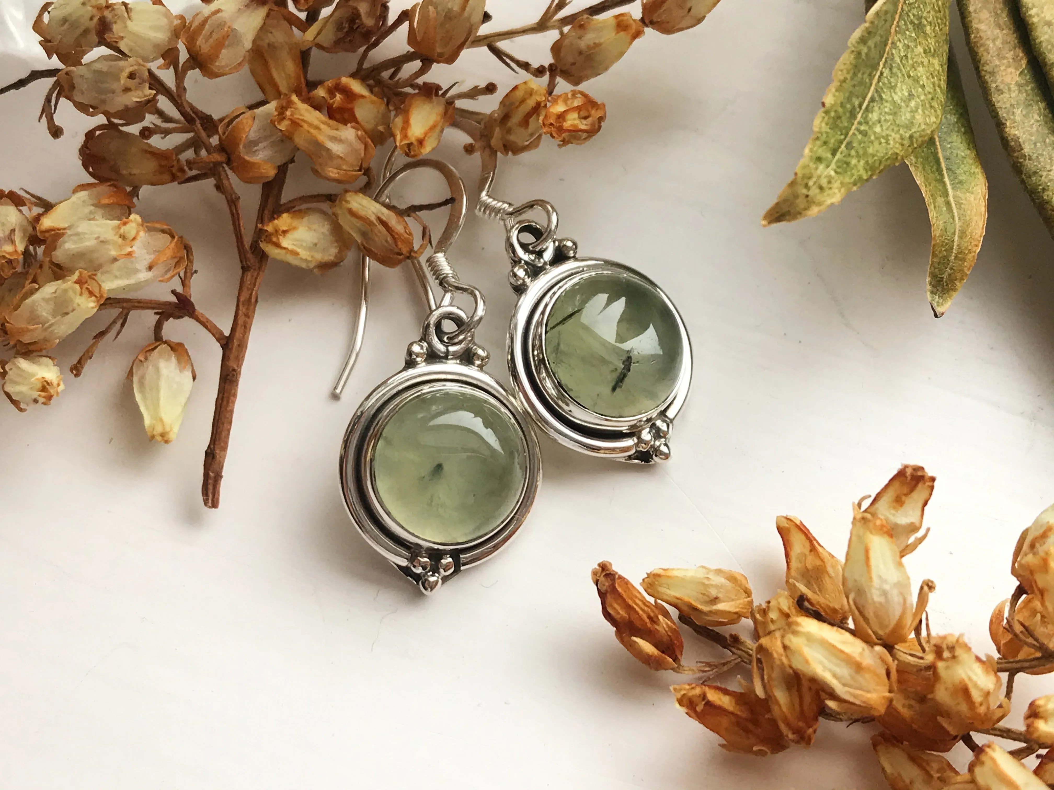 Prehnite Ari Dot Earrings