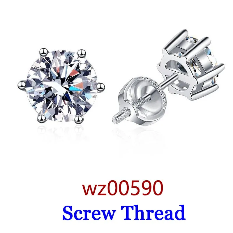 Premium 0.5-2ct Moissanite Diamond Stud Earrings for Women Orginal 925 Sterling Silver Screw Back Women Moissanite Earring 2023