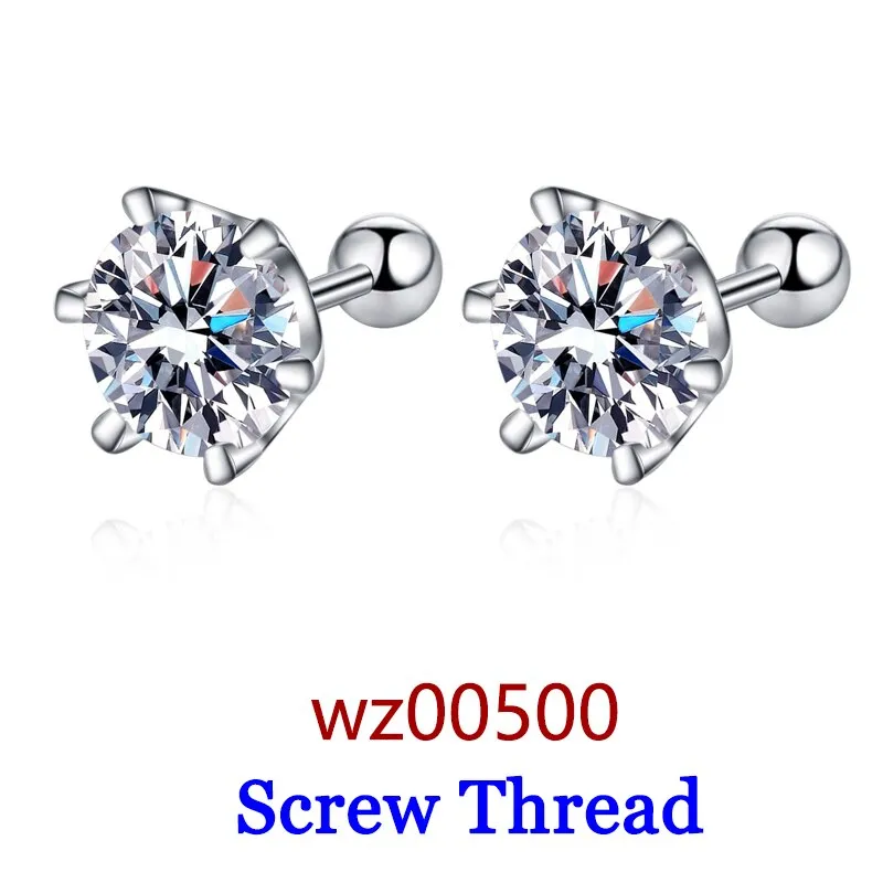 Premium 0.5-2ct Moissanite Diamond Stud Earrings for Women Orginal 925 Sterling Silver Screw Back Women Moissanite Earring 2023