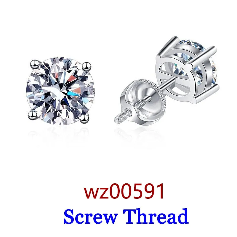 Premium 0.5-2ct Moissanite Diamond Stud Earrings for Women Orginal 925 Sterling Silver Screw Back Women Moissanite Earring 2023