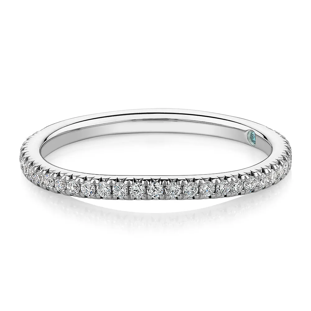 Premium Laboratory Created Diamond, 0.23 carat TW round brilliant curved wedding or eternity band in 14 carat white gold