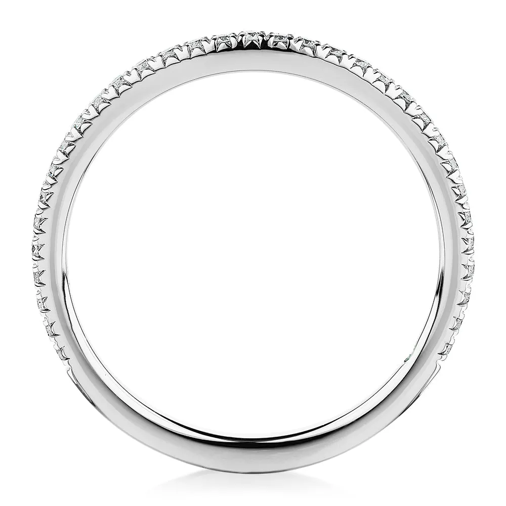 Premium Laboratory Created Diamond, 0.23 carat TW round brilliant curved wedding or eternity band in 14 carat white gold