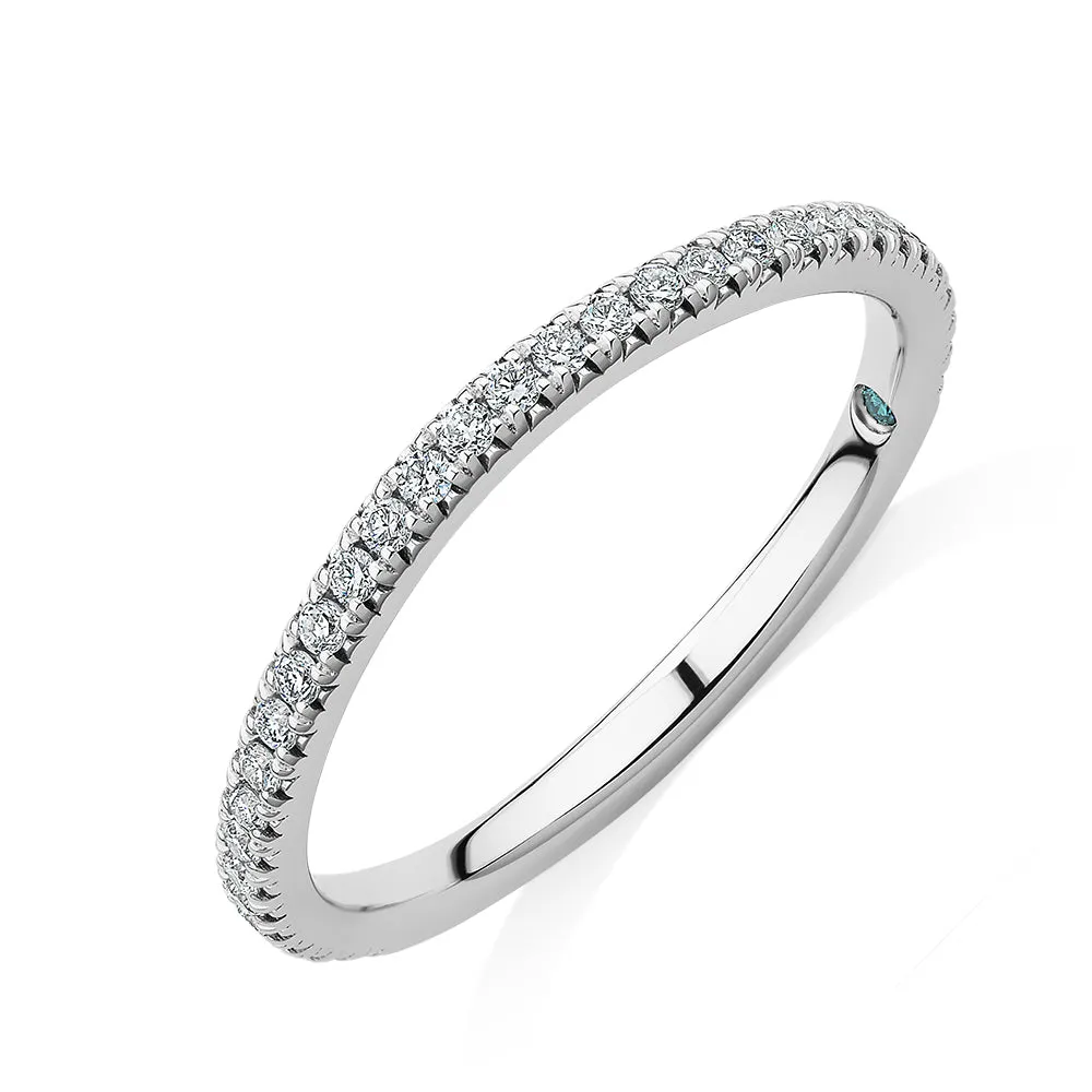 Premium Laboratory Created Diamond, 0.23 carat TW round brilliant curved wedding or eternity band in 14 carat white gold