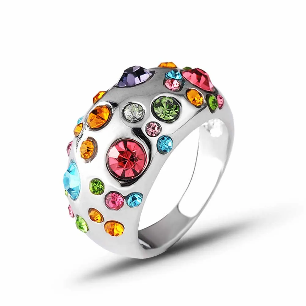 R587 - Colorful rhinestone inlaid ring