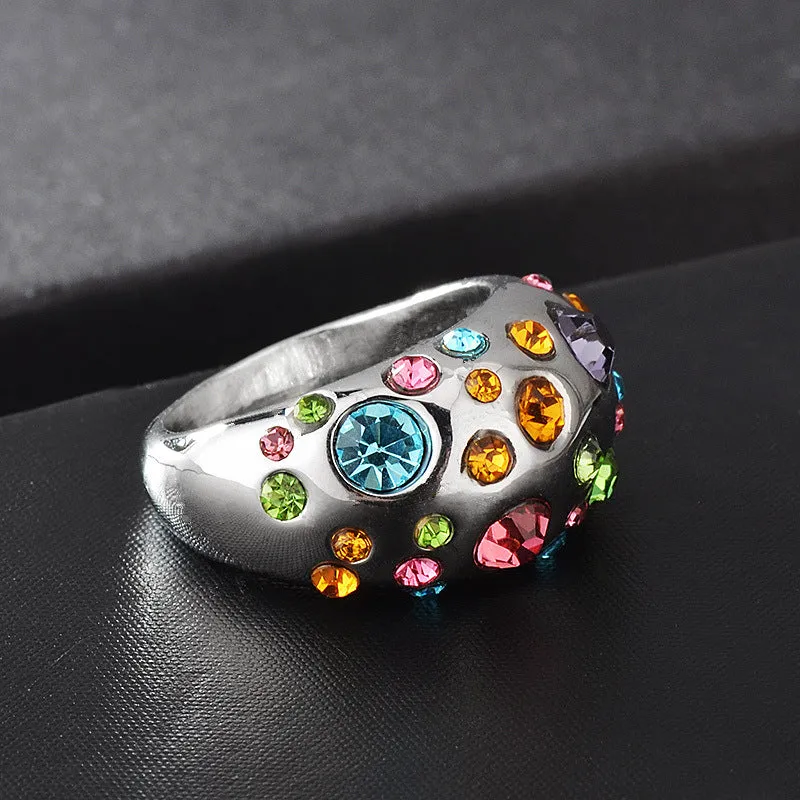 R587 - Colorful rhinestone inlaid ring