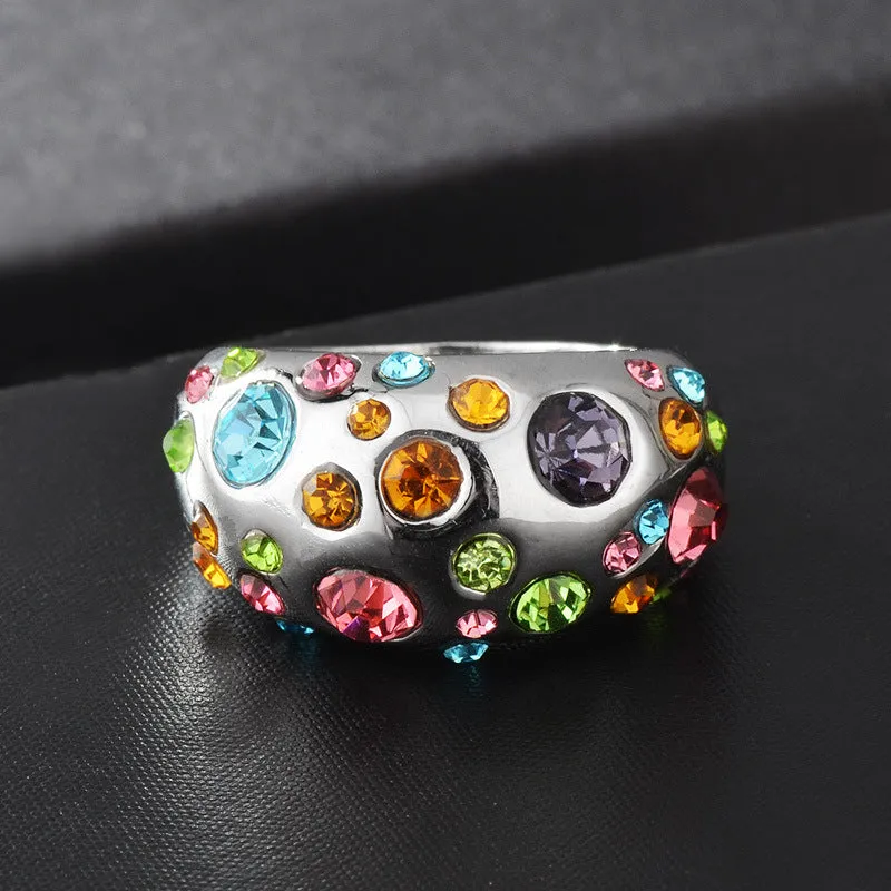 R587 - Colorful rhinestone inlaid ring