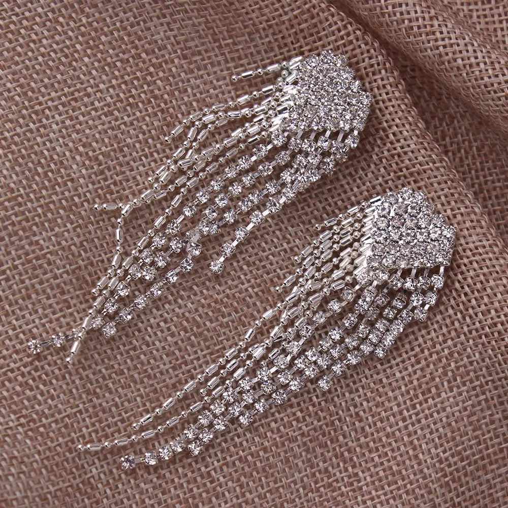 Rhinestone Tassel Earrings